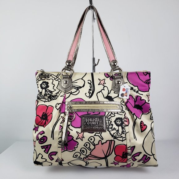 Coach Love Poppy Pink & Red Flower Purse